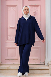 FERMUAR DETAYLI TRIKO TAKIM  Lacivert