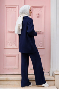 FERMUAR DETAYLI TRIKO TAKIM  Lacivert