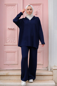 FERMUAR DETAYLI TRIKO TAKIM  Lacivert