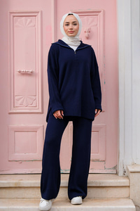 FERMUAR DETAYLI TRIKO TAKIM  Lacivert