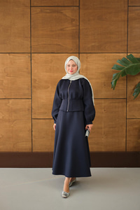 Fermuarlı Etekli Takım Lacivert