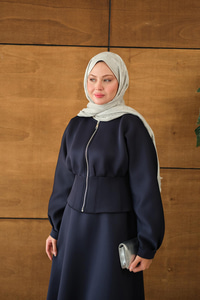 Fermuarlı Etekli Takım Lacivert