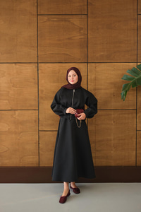 Fermuarlı Etekli Takım Siyah