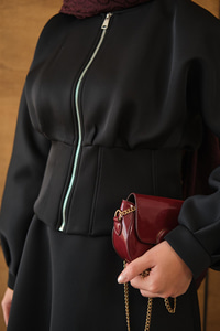 Fermuarlı Etekli Takım Siyah