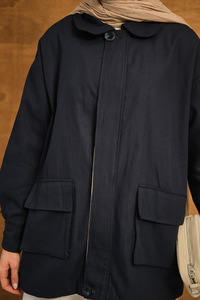 Fermuarlı Gabardin Ceket Lacivert