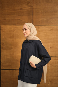 Fermuarlı Gabardin Ceket Lacivert