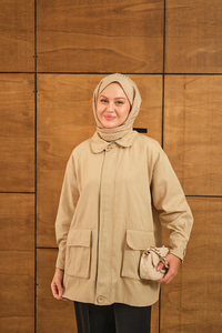 Fermuarlı Gabardin Ceket Taş