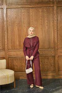 Fermuarlı İkili Takım Bordo