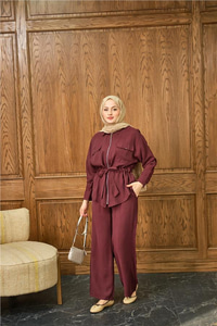 Fermuarlı İkili Takım Bordo