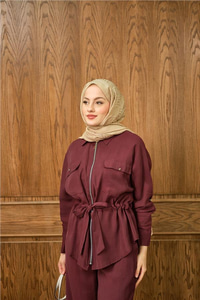 Fermuarlı İkili Takım Bordo