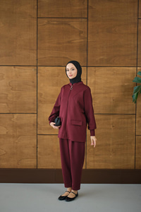 Fermuarlı İkili Takım Bordo