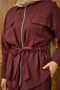 Fermuarlı İkili Takım Bordo