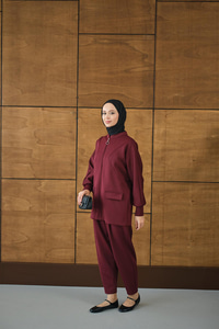 Fermuarlı İkili Takım Bordo