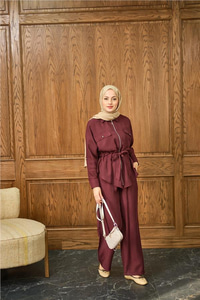 Fermuarlı İkili Takım Bordo