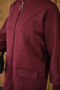 Fermuarlı İkili Takım Bordo