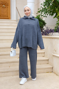 Fermuarlı İkili Takım Gri