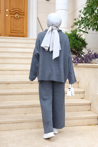 Fermuarlı İkili Takım Gri