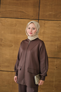 Fermuarlı İkili Takım Kahverengi