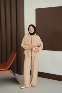 Fermuarlı İkili Takım Krem