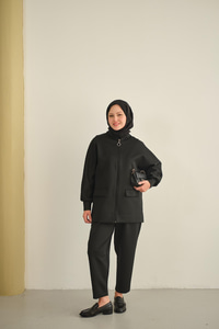 Fermuarlı İkili Takım Siyah