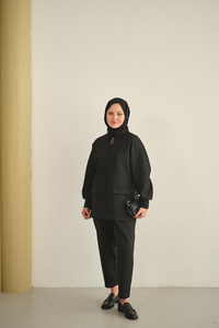 Fermuarlı İkili Takım Siyah