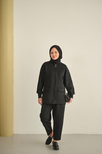 Fermuarlı İkili Takım Siyah