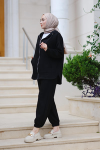 Fermuarlı İkili Takım Siyah