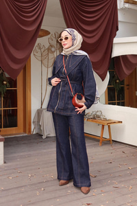 Fermuarlı Kot Takım Lacivert