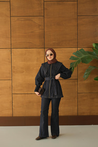 Fermuarlı Kot Takım Lacivert