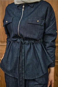 Fermuarlı Kot Takım Lacivert