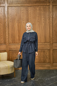 Fermuarlı Kot Takım Lacivert