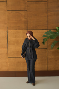 Fermuarlı Kot Takım Lacivert