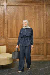 Fermuarlı Kot Takım Lacivert