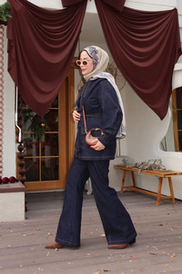 Fermuarlı Kot Takım Lacivert