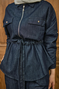 Fermuarlı Kot Takım Lacivert