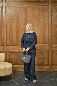 Fermuarlı Kot Takım Lacivert