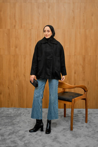 Fermuarlı Süet Ceket Siyah