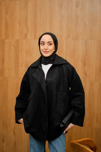 Fermuarlı Süet Ceket Siyah