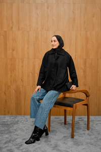 Fermuarlı Süet Ceket Siyah