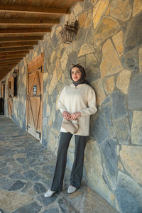 Fermuarlı Triko Ceket Bej