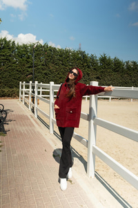 Fermuarlı Triko Ceket Bordo