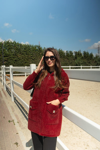 Fermuarlı Triko Ceket Bordo