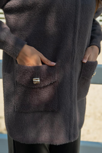 Fermuarlı Triko Ceket Füme