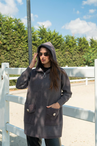 Fermuarlı Triko Ceket Füme