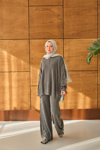 Fermuarlı Triko Takım Antrasit