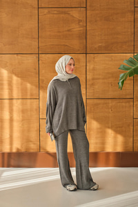 Fermuarlı Triko Takım Antrasit