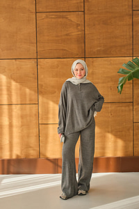 Fermuarlı Triko Takım Antrasit