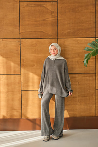 Fermuarlı Triko Takım Antrasit