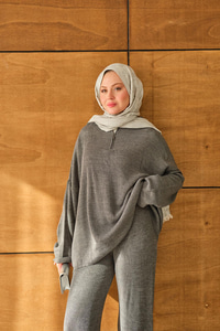 Fermuarlı Triko Takım Antrasit