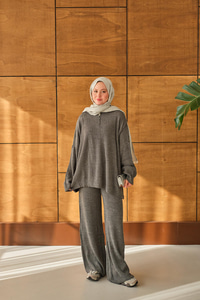 Fermuarlı Triko Takım Antrasit